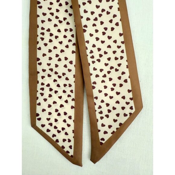 Slim Scarf 34in Heart Print Neck Hair Hat Bag Wrap Romantic Accessory No37 - Picture 2 of 8